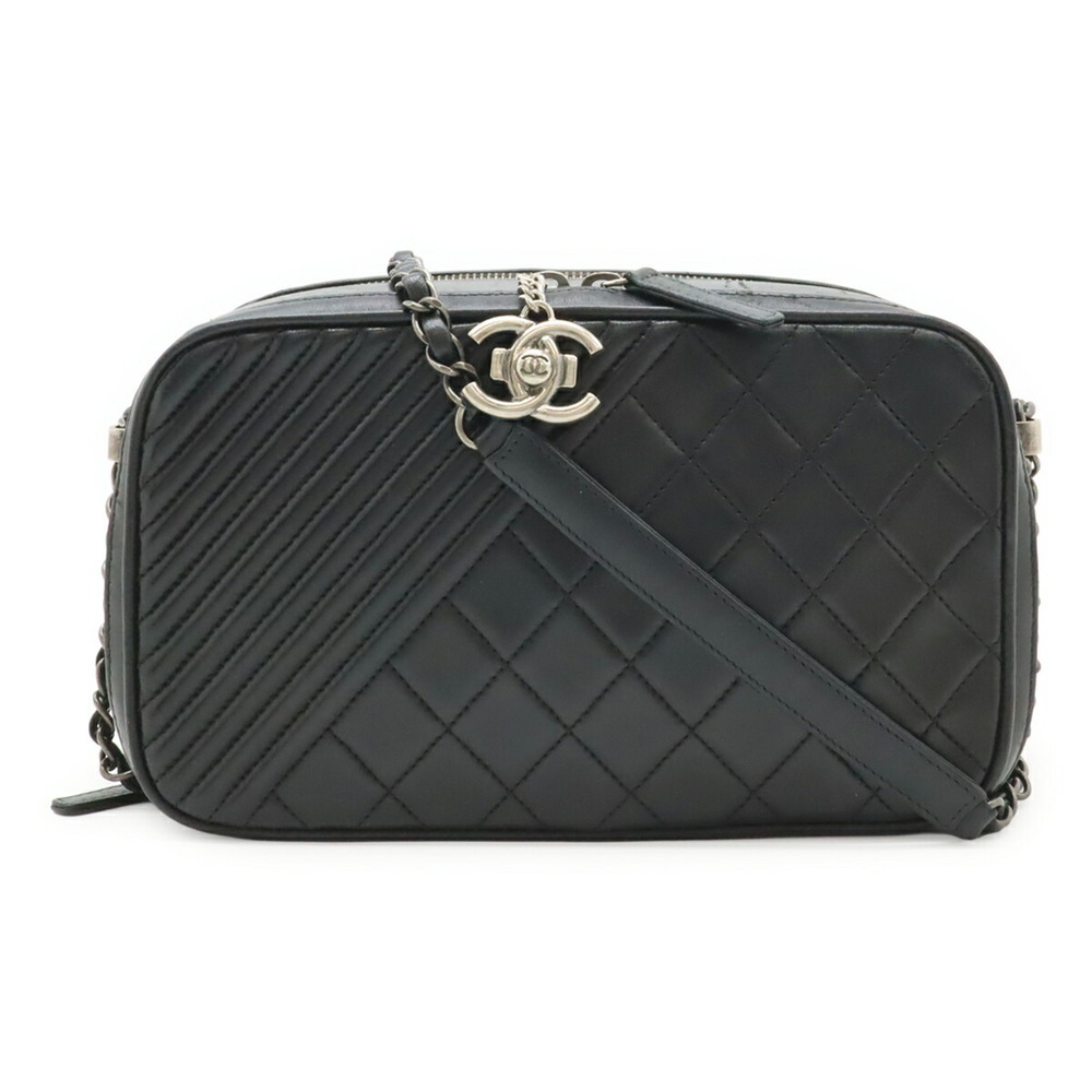 CHANEL Boy Chanel Camera Bag, Chain Shoulder Pouch, Quilted Leather, Black, A...